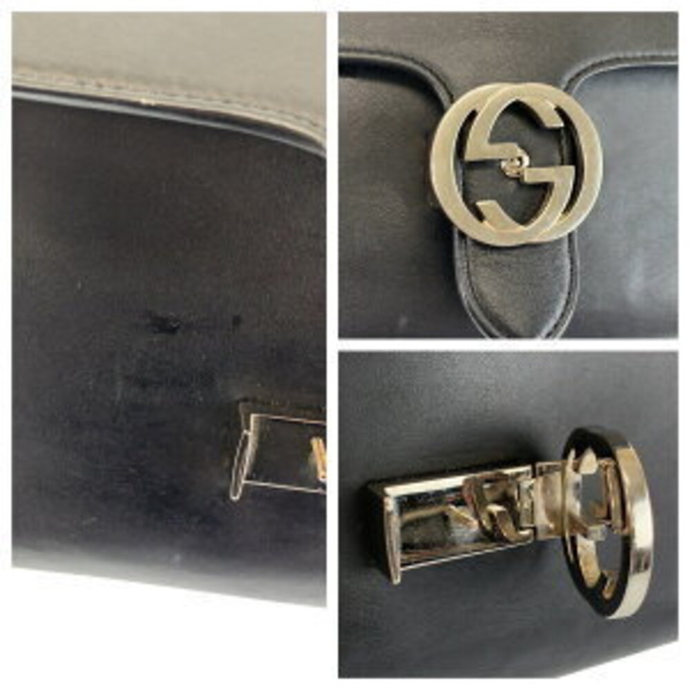GUCCI Interlocking Black Leather Chain Shoulder B… - image 5